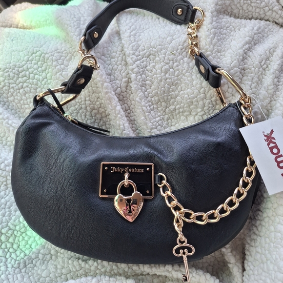 Juicy Couture Handbags - Juicy Couture Black Chain-Accent Shoulder Bag